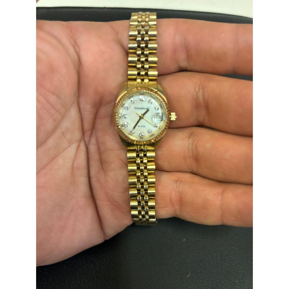 Grindelwald Mother Of Pearl Gold Tone Women’s Watch! New Battery!